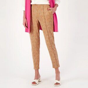 Isaac Mizrahi Petite Printed Ponte Knit Slim-Leg Pants - Toffee (Sz PL) a608117